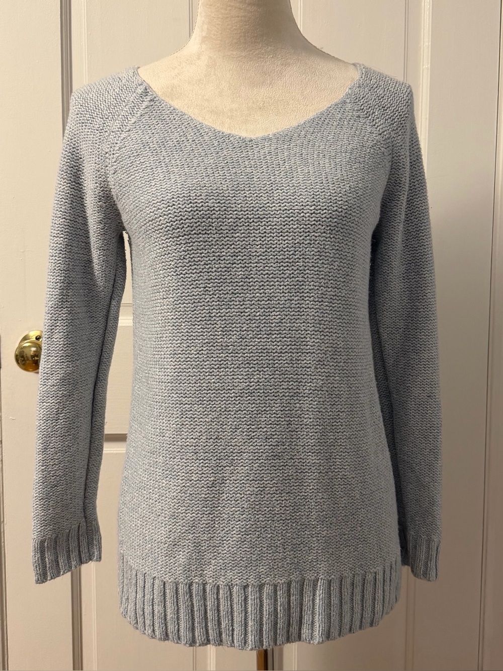 LAUREN Ralph Lauren Women's Light Blue Cotton Blend Pullover Sweater, Size M